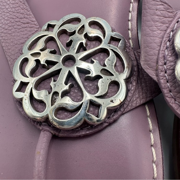 Brighton Lavender Alice Sandal Thong Flat Leather Womens Sz 10M Silver Medallion - Picture 7 of 14